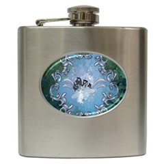 Surfboard With Dolphin Hip Flask (6 Oz) by FantasyWorld7