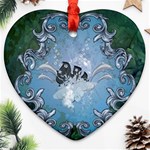 Surfboard With Dolphin Heart Ornament (Two Sides) Front