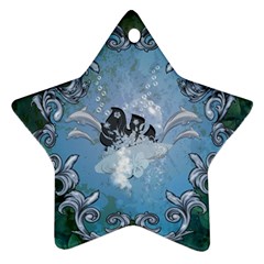 Surfboard With Dolphin Star Ornament (two Sides) by FantasyWorld7