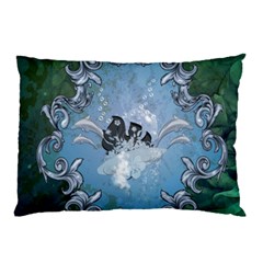 Surfboard With Dolphin Pillow Case (two Sides) by FantasyWorld7