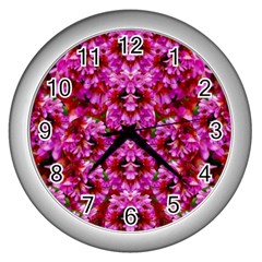 Flowers And Bloom In Sweet And Nice Decorative Style Wall Clock (silver) by pepitasart