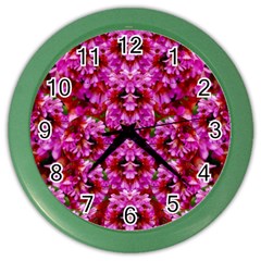 Flowers And Bloom In Sweet And Nice Decorative Style Color Wall Clock by pepitasart