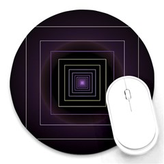 Fractal Square Modern Purple Round Mousepads by Pakrebo