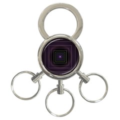 Fractal Square Modern Purple 3-ring Key Chain by Pakrebo