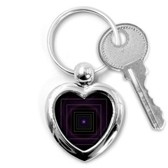 Fractal Square Modern Purple Key Chain (heart) by Pakrebo