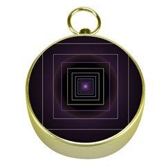 Fractal Square Modern Purple Gold Compasses by Pakrebo