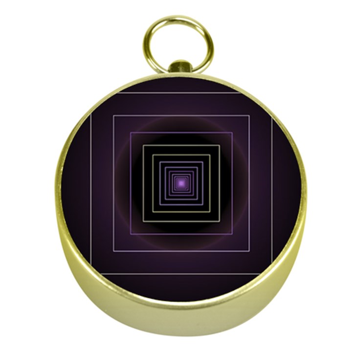 Fractal Square Modern Purple Gold Compasses