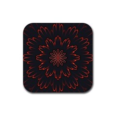 Fractal Glowing Abstract Digital Rubber Coaster (square)  by Pakrebo