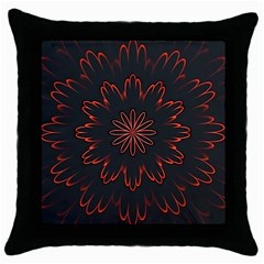 Fractal Glowing Abstract Digital Throw Pillow Case (black) by Pakrebo