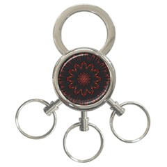 Fractal Glowing Abstract Digital 3-ring Key Chain by Pakrebo