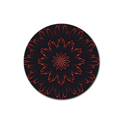 Fractal Glowing Abstract Digital Rubber Coaster (round)  by Pakrebo