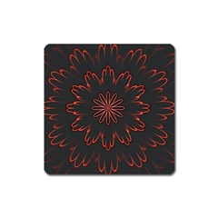 Fractal Glowing Abstract Digital Square Magnet by Pakrebo