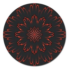 Fractal Glowing Abstract Digital Magnet 5  (round) by Pakrebo