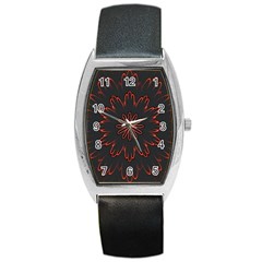 Fractal Glowing Abstract Digital Barrel Style Metal Watch by Pakrebo