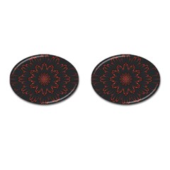 Fractal Glowing Abstract Digital Cufflinks (oval) by Pakrebo