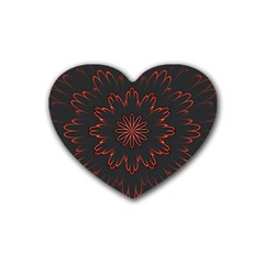 Fractal Glowing Abstract Digital Rubber Coaster (heart)  by Pakrebo