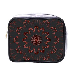 Fractal Glowing Abstract Digital Mini Toiletries Bag (one Side) by Pakrebo