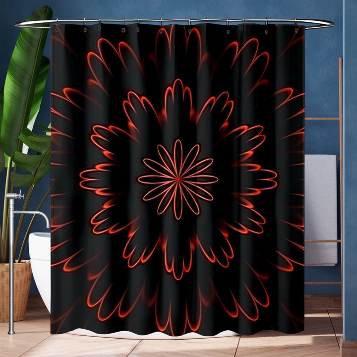 Fractal Glowing Abstract Digital Shower Curtain 60  x 72  (Medium) 