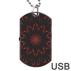 Fractal Glowing Abstract Digital Dog Tag Usb Flash (two Sides) by Pakrebo