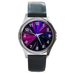 Abstract Background Lightning Round Metal Watch by Pakrebo