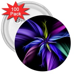 Fractal Floral Pattern Petals 3  Buttons (100 Pack)  by Pakrebo