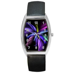 Fractal Floral Pattern Petals Barrel Style Metal Watch by Pakrebo