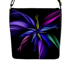 Fractal Floral Pattern Petals Flap Closure Messenger Bag (l) by Pakrebo