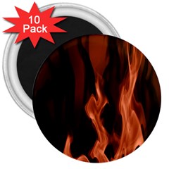 Smoke Flame Abstract Orange Red 3  Magnets (10 Pack)  by Pakrebo