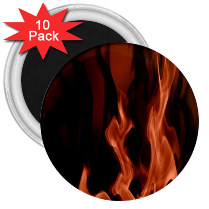 Smoke Flame Abstract Orange Red 3  Magnets (10 pack) 