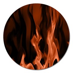 Smoke Flame Abstract Orange Red Magnet 5  (round) by Pakrebo