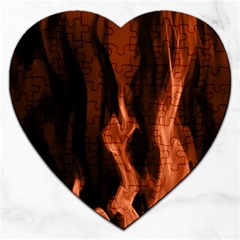 Smoke Flame Abstract Orange Red Jigsaw Puzzle (heart) by Pakrebo