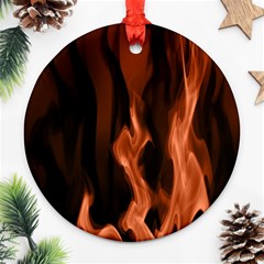 Smoke Flame Abstract Orange Red Round Ornament (two Sides) by Pakrebo