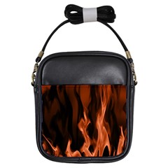 Smoke Flame Abstract Orange Red Girls Sling Bag by Pakrebo