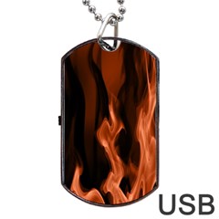 Smoke Flame Abstract Orange Red Dog Tag Usb Flash (one Side) by Pakrebo