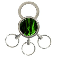 Smoke Flame Abstract Green 3-ring Key Chain by Pakrebo