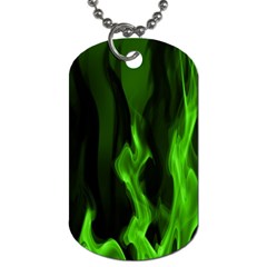 Smoke Flame Abstract Green Dog Tag (one Side) by Pakrebo