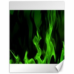 Smoke Flame Abstract Green Canvas 12  X 16  by Pakrebo