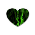 Smoke Flame Abstract Green Rubber Coaster (Heart)  Front