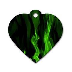 Smoke Flame Abstract Green Dog Tag Heart (one Side) by Pakrebo