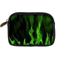 Smoke Flame Abstract Green Digital Camera Leather Case by Pakrebo