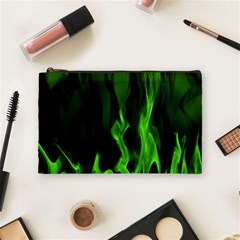 Smoke Flame Abstract Green Cosmetic Bag (medium) by Pakrebo