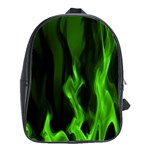 Smoke Flame Abstract Green School Bag (Large) Front