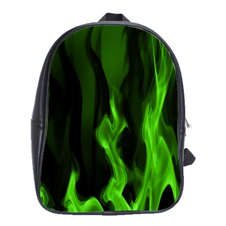 Smoke Flame Abstract Green School Bag (Large)