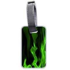 Smoke Flame Abstract Green Luggage Tag (two Sides) by Pakrebo