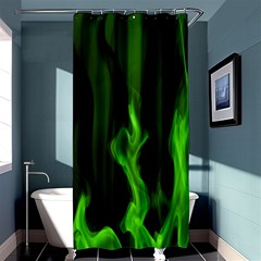 Smoke Flame Abstract Green Shower Curtain 36  X 72  (stall)  by Pakrebo