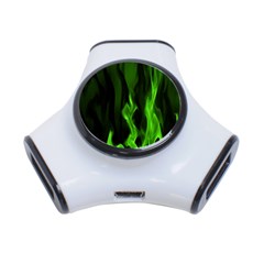 Smoke Flame Abstract Green 3-port Usb Hub by Pakrebo