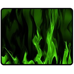 Smoke Flame Abstract Green Double Sided Fleece Blanket (medium)  by Pakrebo