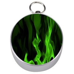 Smoke Flame Abstract Green Silver Compasses by Pakrebo