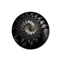 Fractal Abstract Pattern Silver Rubber Round Coaster (4 Pack) 