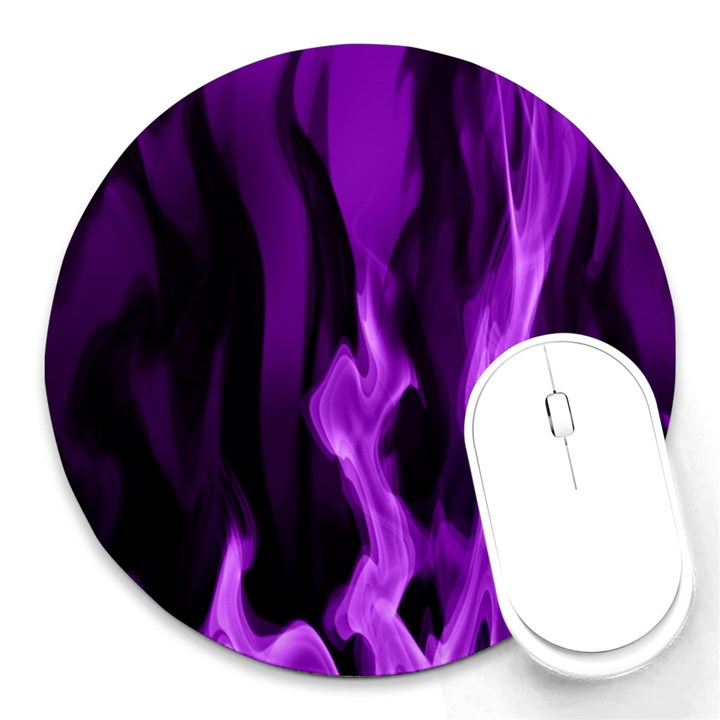 Smoke Flame Abstract Purple Round Mousepads